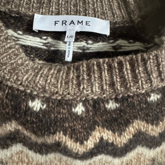 FRAME Fair Isle Crewneck Sweater  Sz Large like new - Picture 10 of 15